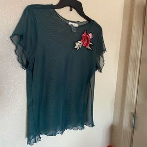 Teal mesh blouse